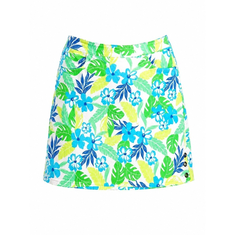 Hearts of Palm Petite Skort 10P Floral Tropical Y2K Side Snap Skirt Shorts
